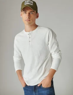 Lucky Brand weekend slub jersey long sleeve henley bright white*MEN Shirts & Tops