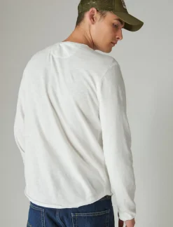 Lucky Brand weekend slub jersey long sleeve henley bright white*MEN Shirts & Tops