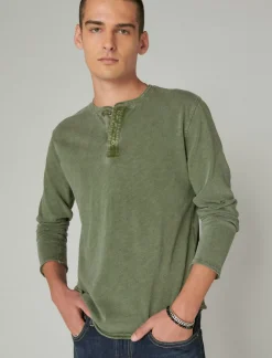 Lucky Brand weekend slub jersey long sleeve henley camo green cotton*MEN Shirts & Tops