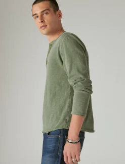 Lucky Brand weekend slub jersey long sleeve henley camo green cotton*MEN Shirts & Tops