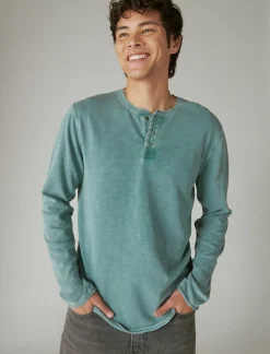 Lucky Brand weekend slub jersey long sleeve henley mineral blue*MEN Shirts & Tops