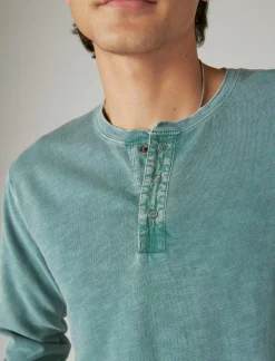 Lucky Brand weekend slub jersey long sleeve henley mineral blue*MEN Shirts & Tops