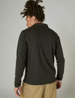 Lucky Brand weekend slub jersey long sleeve polo jet black*MEN Shirts & Tops