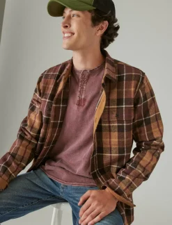 Lucky Brand weekend slub jersey long sleeve henley maroon banner*MEN Shirts & Tops