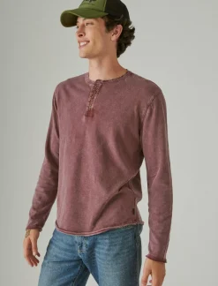 Lucky Brand weekend slub jersey long sleeve henley maroon banner*MEN Shirts & Tops