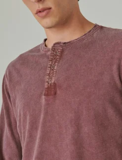 Lucky Brand weekend slub jersey long sleeve henley maroon banner*MEN Shirts & Tops