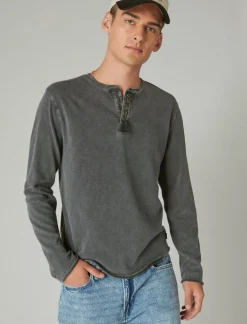 Lucky Brand weekend slub jersey long sleeve henley jet black*MEN Shirts & Tops