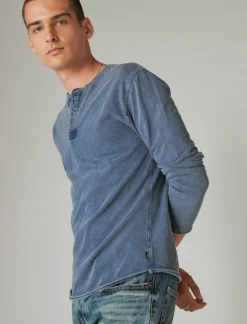 Lucky Brand weekend slub jersey long sleeve henley dress blues*MEN Shirts & Tops