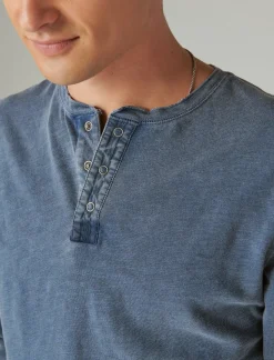 Lucky Brand weekend slub jersey long sleeve henley dress blues*MEN Shirts & Tops