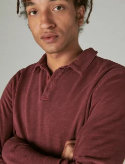 Lucky Brand weekend slub jersey long sleeve polo maroon banner*MEN Shirts & Tops