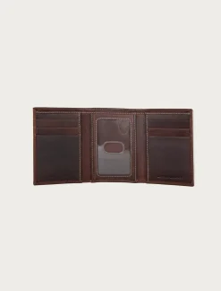Lucky Brand western embossed leather trifold wallet dark brown*MEN Bags & Wallets