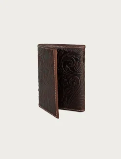 Lucky Brand western embossed leather trifold wallet dark brown*MEN Bags & Wallets