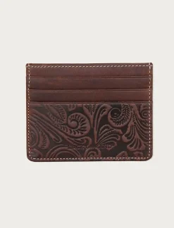 Lucky Brand western embossed leather card case dark brown*MEN Bags & Wallets