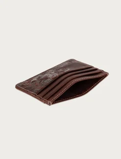 Lucky Brand western embossed leather card case dark brown*MEN Bags & Wallets