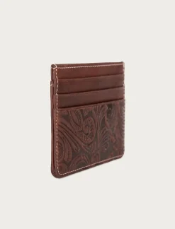 Lucky Brand western embossed leather card case dark brown*MEN Bags & Wallets