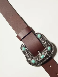 Lucky Brand western turquoise buckle belt dark brown*WOMEN Belts