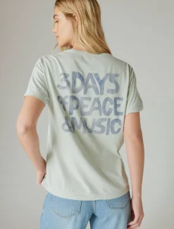 Lucky Brand woodstock star circle boyfriend tee zephyr blur*WOMEN Graphic Tees