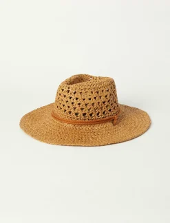 Lucky Brand woven cowboy hat with strap buff*WOMEN Hats