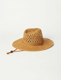 Lucky Brand woven cowboy hat with strap buff*WOMEN Hats