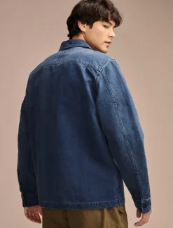Lucky Brand zip front over-shirt with striped lining indigo stripe*MEN Jackets & Outerwear